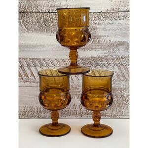 Indiana Glass Vintage King's Crown or Thumbprint Design Wine/Water Glasses